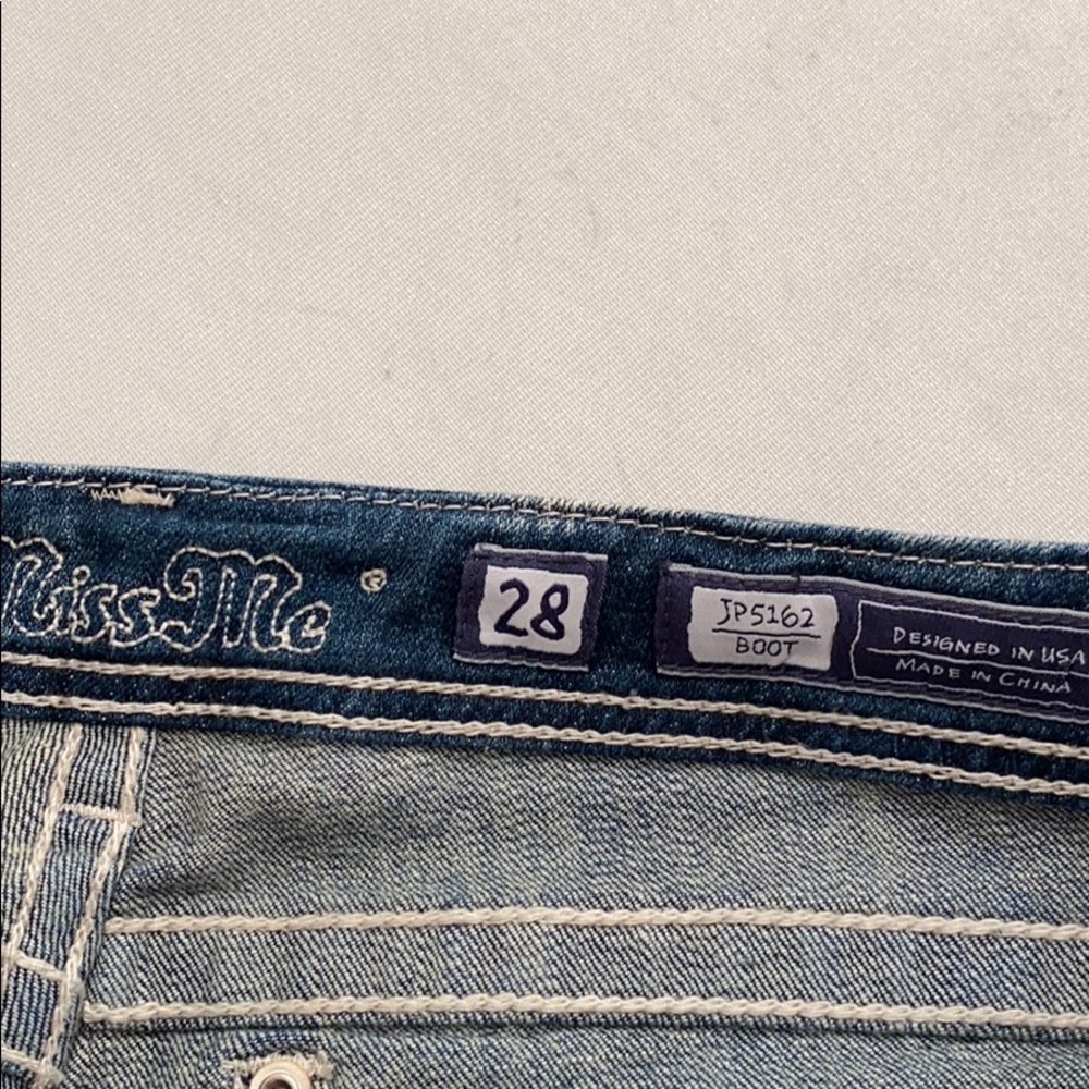 Miss Me JP5162 peace sign embroidered bootcut blue jeans 28x34 - Picture 8 of 15